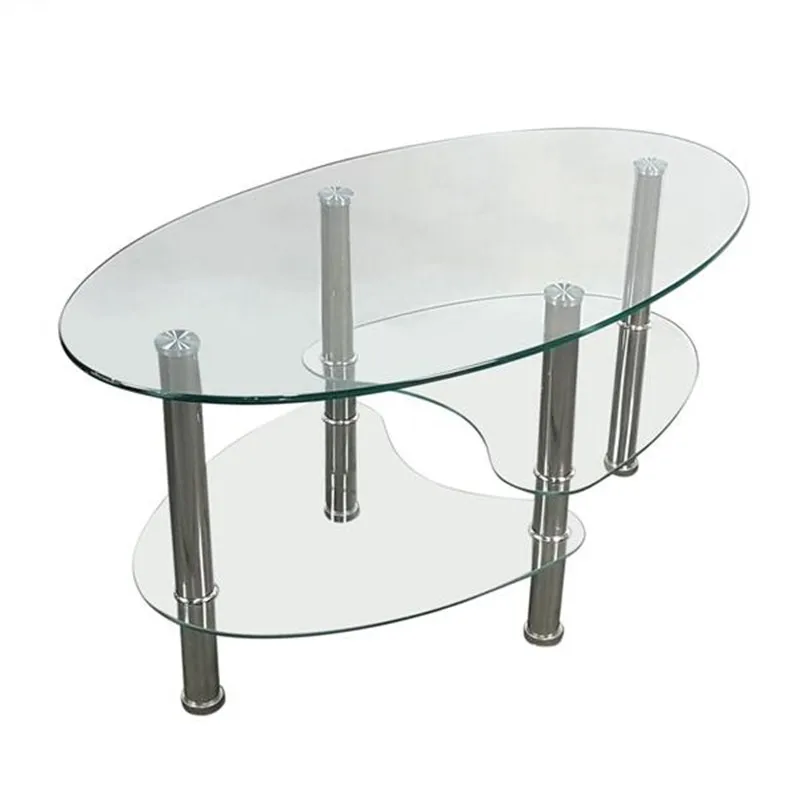 

Simple Dual Fishtail Style Tempered Glass Coffee Table Transparent Fashion Tea Table Furniture Modern Simplicity