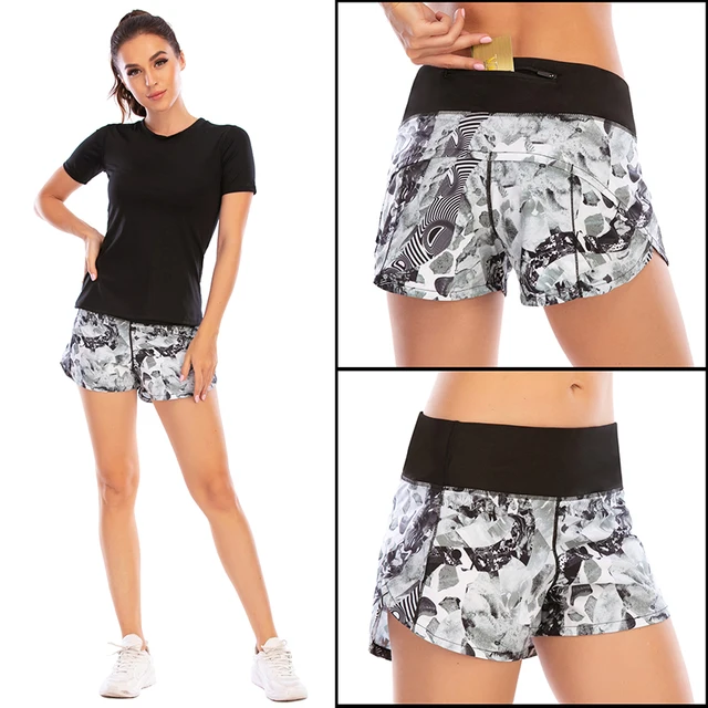 BLESSKISS 20Color Loose Sport Shorts Women Fit Training Gym Running Shorts For Ladies Printing Pocket Workout Yoga Shorts Wear 12003