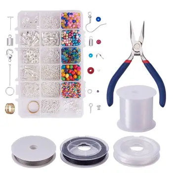 

Jewelry Making Starter Kit Assorted Beads Craft Wire Hoops Plier Cutting Tool