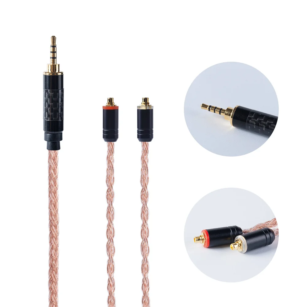 MMCX 2.5mm HiFiHear 16 Ядро импорт один кристалл медный кабель 2,5/3,5/4,4 мм с MMCX/2pin разъем для KZ ZS10 AS10 CCA C12 BLON BL-03 - Color: MMCX 2.5mm