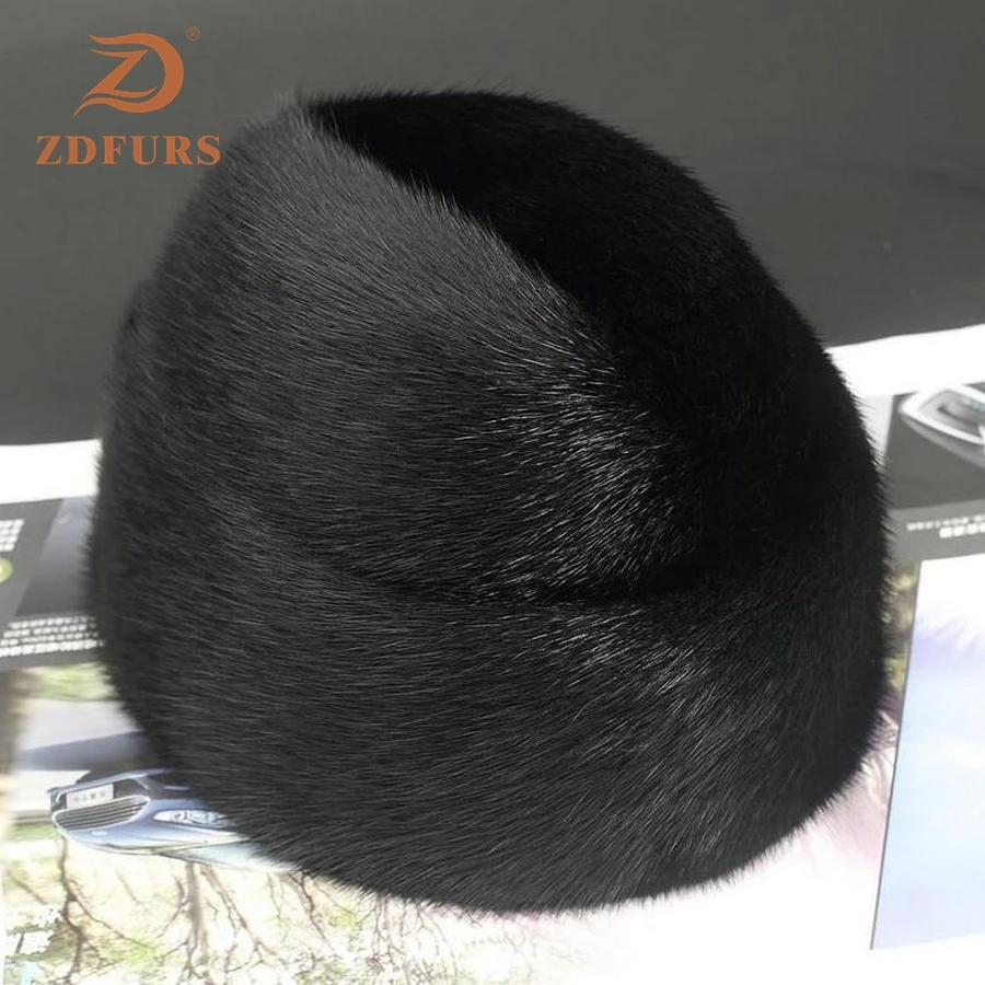 ZDFURS* Мужская норковая меховая шапка новая модная мужская натуральная норковая меховая теплая зимняя шапка топ шапки, головные уборы Beanie BERET