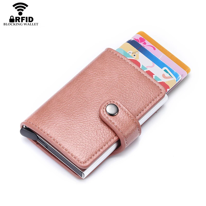 Новинка 2020 Модный женский бумажник на кнопке розовый RFID блокирующий кошелек