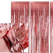 Декор ко дню рождения 1*2 м фольга из розового золота мишура бахрома занавес дверь дождь Свадебная вечеринка украшение фон фото реквизит