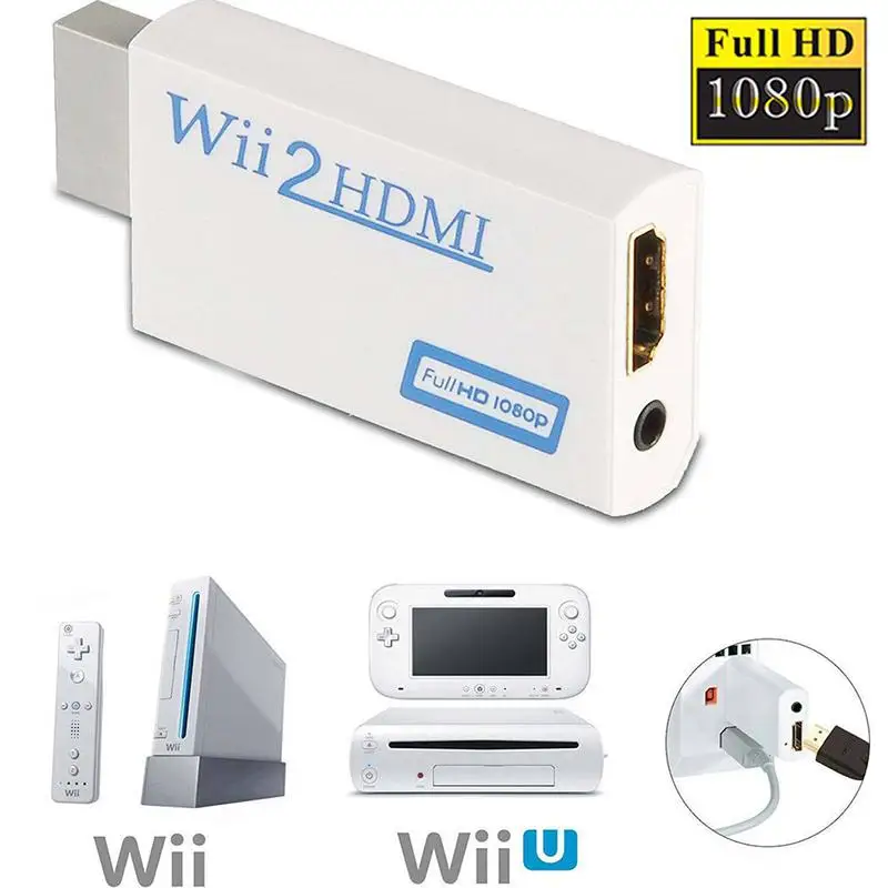  720P 1080P Full Hd Hdtv Wii a Hdmi Adattatore Convertitore di Full Hd 1080P Video Audio da 3.5 Mm u
