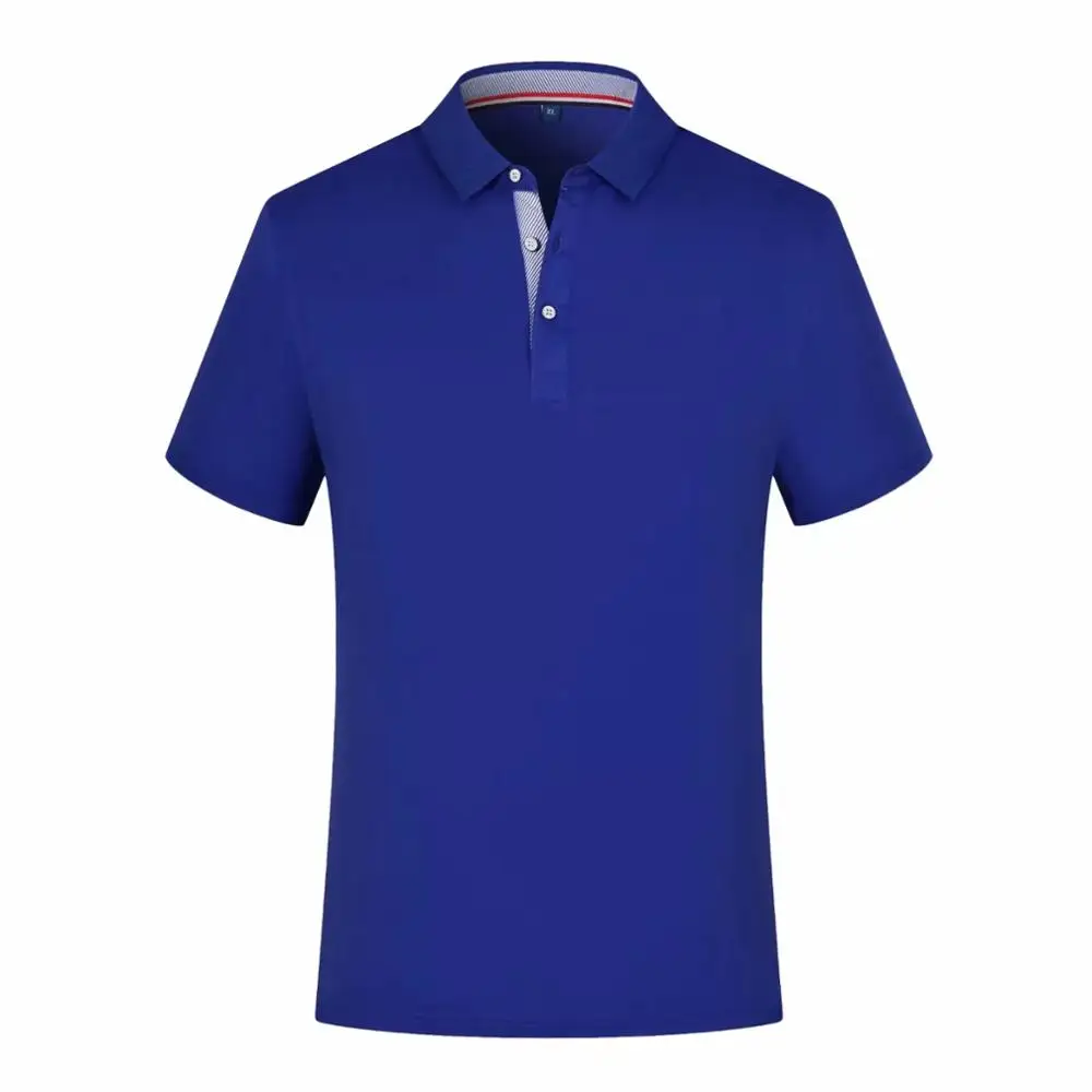 Royal blue Высокое качество, летняя рубашка поло с коротким рукавом, однотонная, Классическая рубашка поло, деловой персонал, корпоративная форма, принт на заказ, дизайн логотипа - Цвет: Royal blue