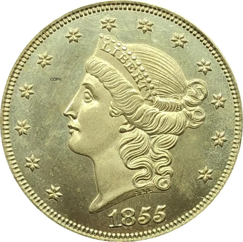 Американская голова свободы двойной Орел США 1855 O S двадцать долларов без девиза