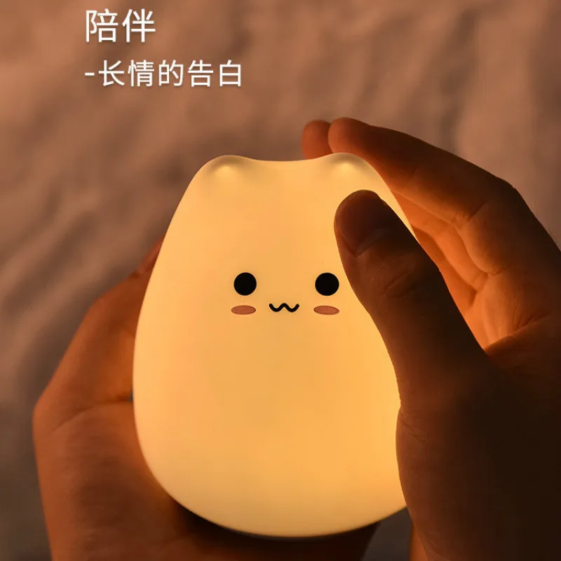 Силиконовые ночники в виде кота для детской комнаты милые Мультяшные ночные