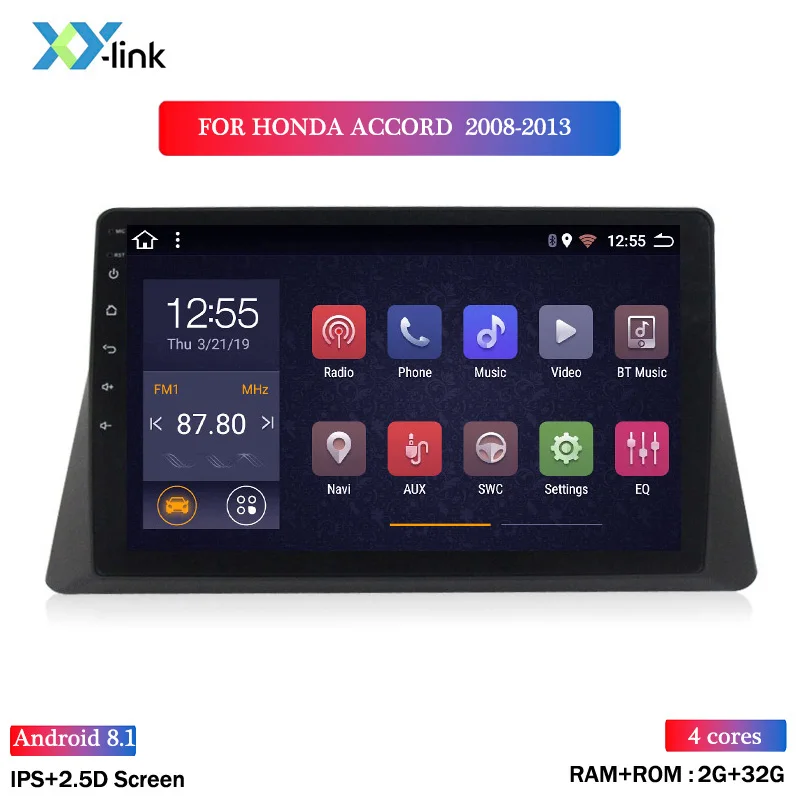 Android 8,1 автомобильный dvd gps мультимедийный плеер 10 дюймов для Honda ACCORD 2008-2013 автомобильный dvd Навигатор Радио Видео Аудио плеер - Цвет: 4 CORES 2G RAM