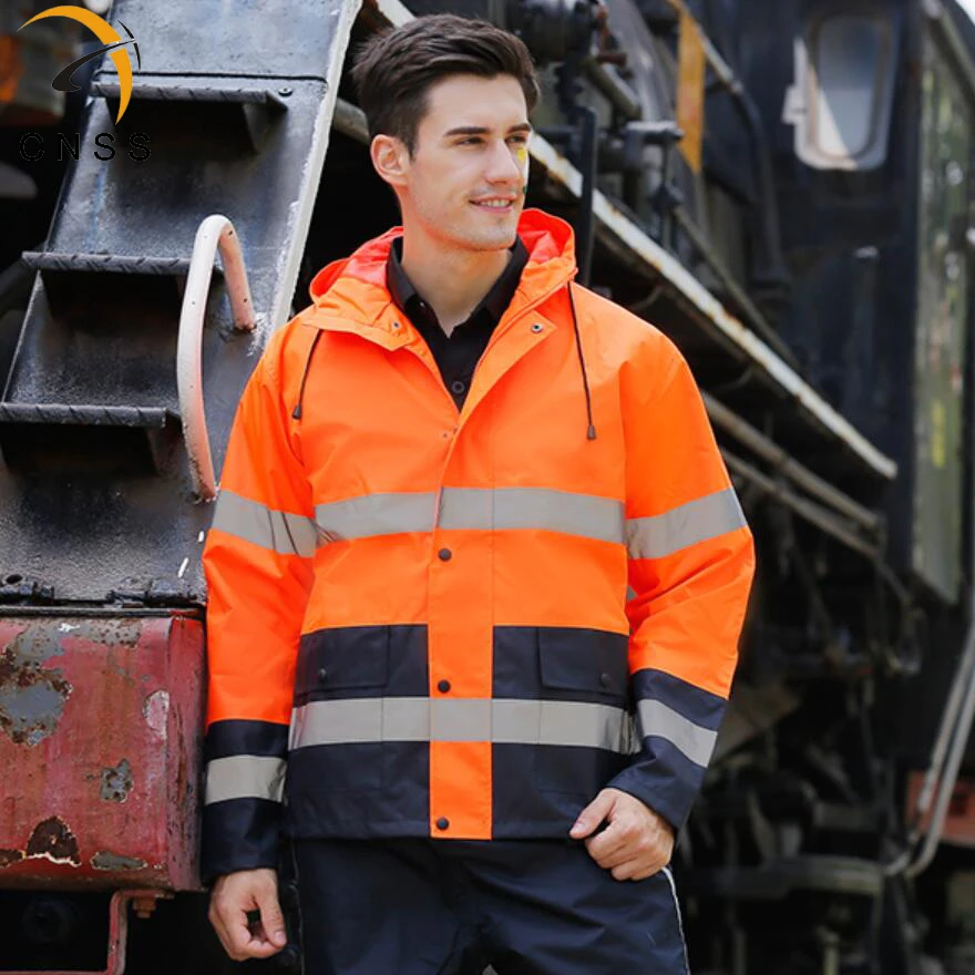 

Safety Jacket Orange High Visibility Reflective Safety Rain Jacket and Pants Road Traffic Cargo Clothes Logo Print EU/US Size