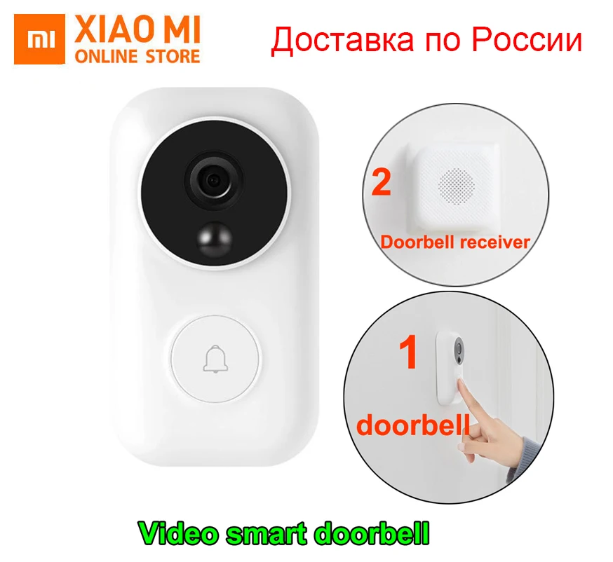 Беспроводной умный дверной звонок Xiaomi распознавание лица с нулевым ии 720P ИК