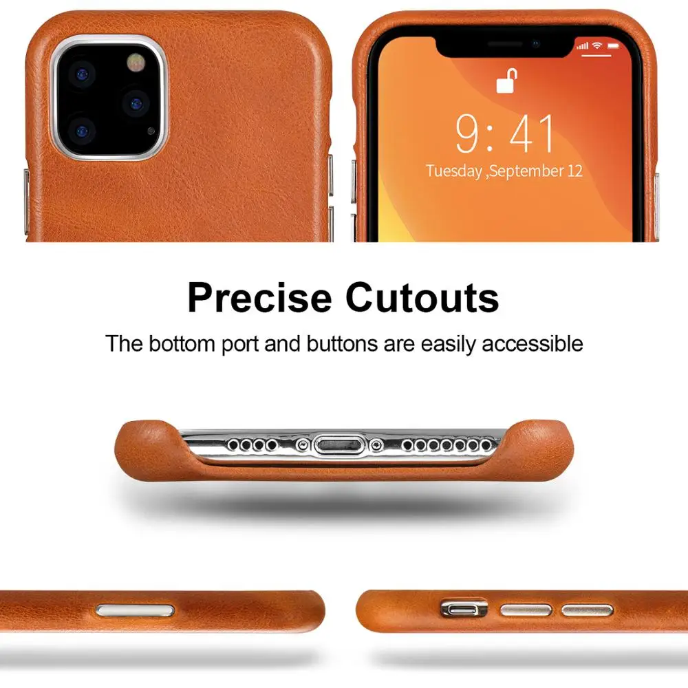 Jisoncase кожаный чехол для iPhone 11, ультра тонкий чехол из натуральной кожи, противоскользящий Мягкий защитный чехол для iPhone 11, 6,1”