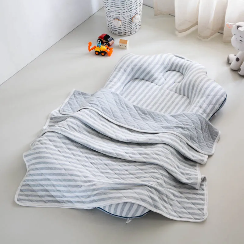 Blue Striped Set Портативный дорожный комбинезон-Пижама для младенцев, гнездо для кроватки с одеялами, полосатая детская кроватка, съемный чехол для колыбельки Колыбель для новорожденных теплое одеяло - Цвет: Blue Striped Set