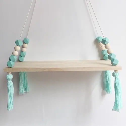 Mint green Loozykit детский Органайзер для спальни для игрушек деревянные полки DIY деревянные бусины настенный органайзер для хранения на полке полки для дома украшения - Цвет: Mint green