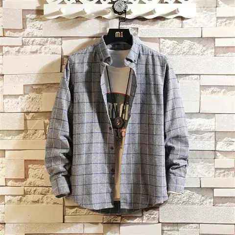 Plaid 14 4XL 5XL большой размер мужская деловая Повседневная клетчатая рубашка с длинными рукавами бархатная Толстая Теплая мужская деловая платье-рубашка в полоску плюс - Цвет: Plaid 14