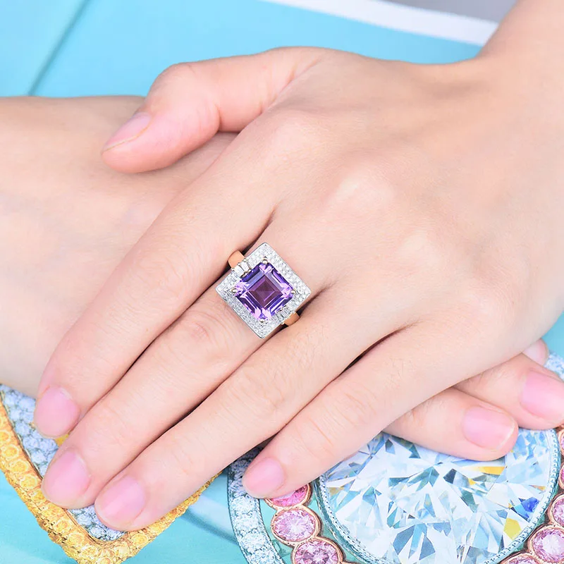 LOVERJEWELRY кольца с огранкой принцессы чистое золото 14 карат 6 10 бриллианты