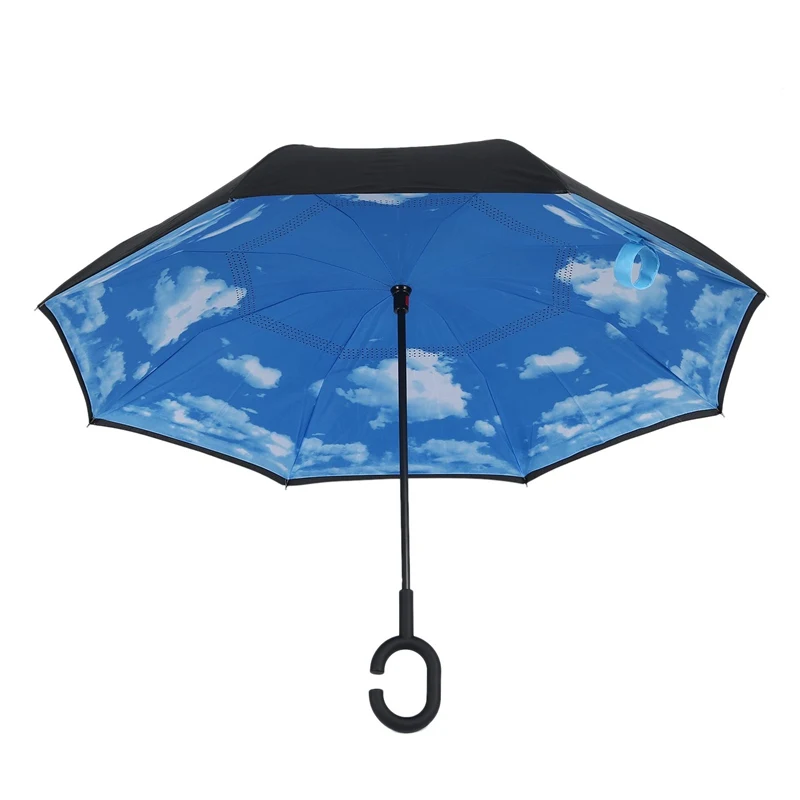 Folding Reverse Umbrella Double Layer Inverted Windproof Rain Car Umbrellas For Women