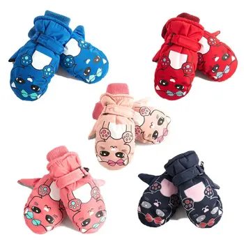 

1Pair Plus Velvet Warm Boys Girls Mittens Non-slip Snow Mittens Kids Winter Gloves Waterproof Windproof Children Gloves New