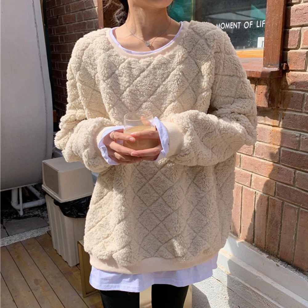 

New Style Hoodie Long Sleeve Pullover Type 2020 Mid-Length False Double-Layer Round Neck For Office Fashion Simple Lady