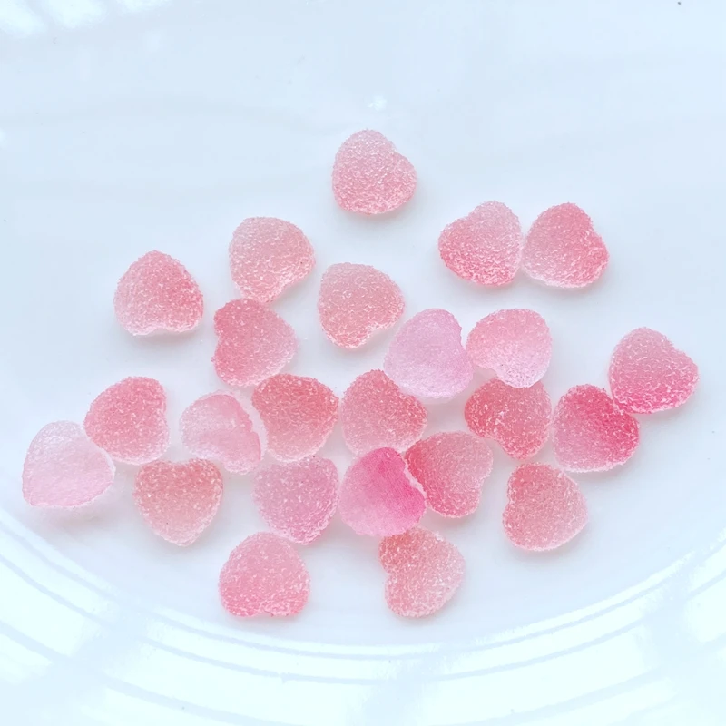 50Pcs Resin Cute Mini Imitation 10mm Heart-Shaped Fudge Flatback Scrapbook Kawaii DIY Embellishments Accessories L79