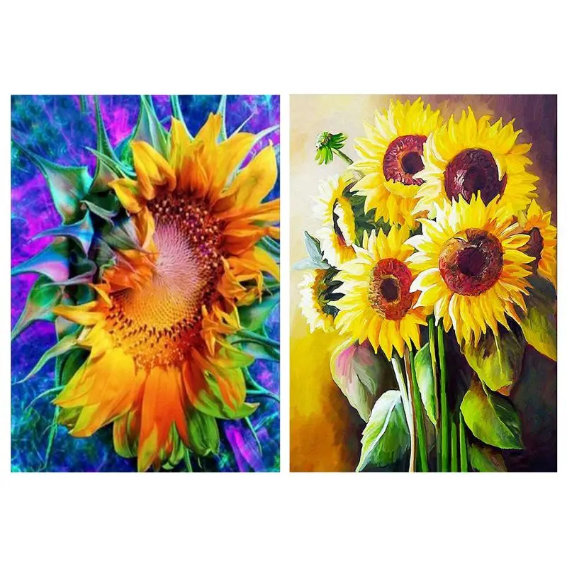 

Set of 2 Diamond Painting Kit for Adult Full Drill Paint with Diamonds Pictures Arts Craft for Home Decor Gift,sunflower