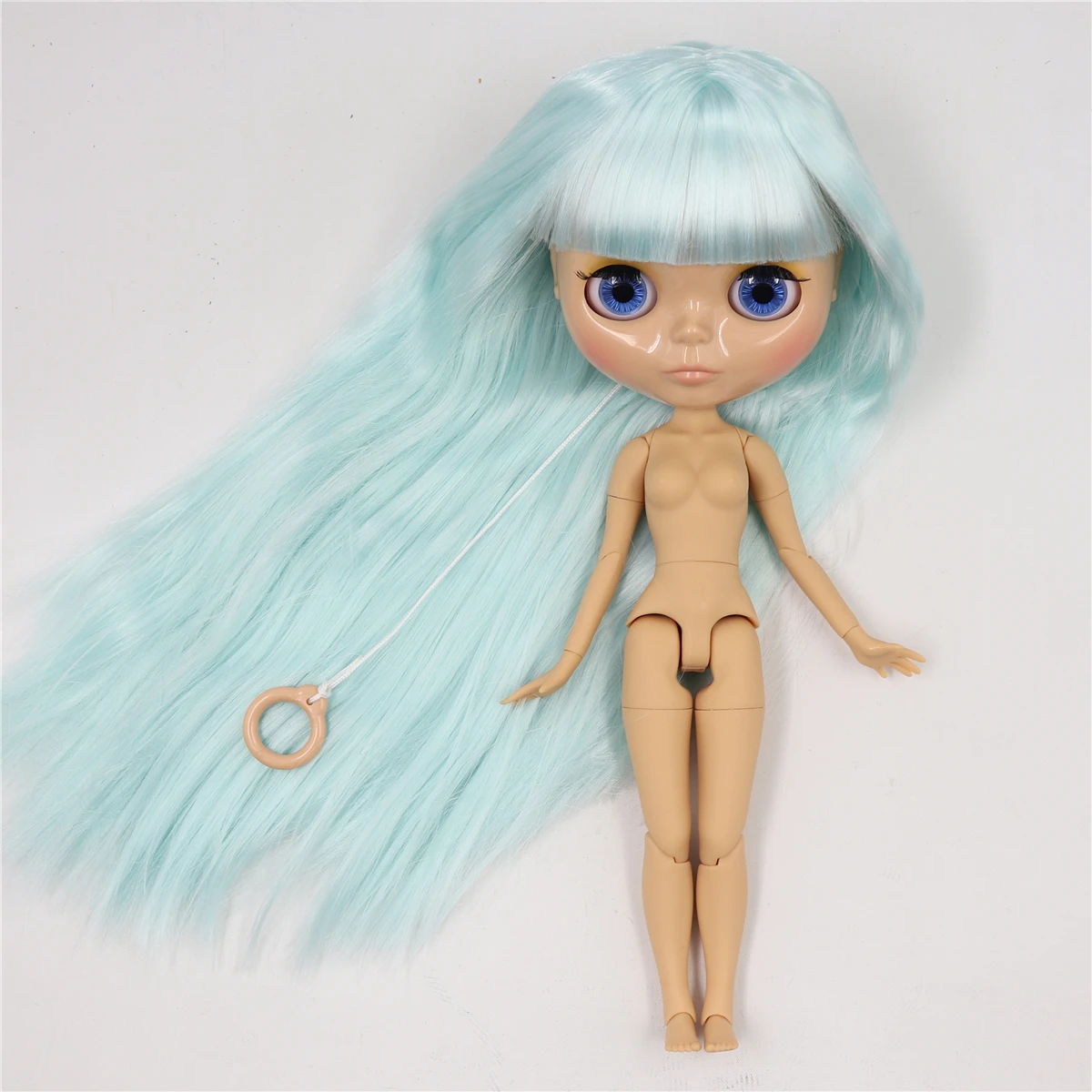 Neo Blythe Doll with Blue Hair, Tan Skin, Shiny Cute Face & Factory Jointed Body 1