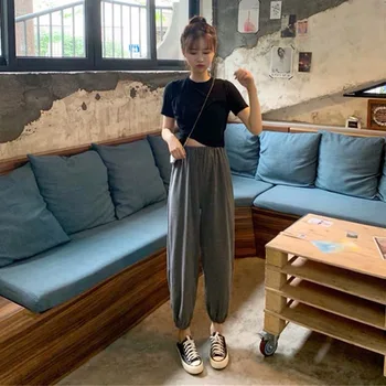 

Summer New Set Female 2020 Net Red Short-sleeved T-shirt Beam Feet Pants Two-piece Temperament Was Thin Women's Clothes