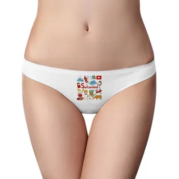 

Switzerland Landscape National Flag Women Panties Invisible Seamless Briefs G-string T-back 2pcs Gift