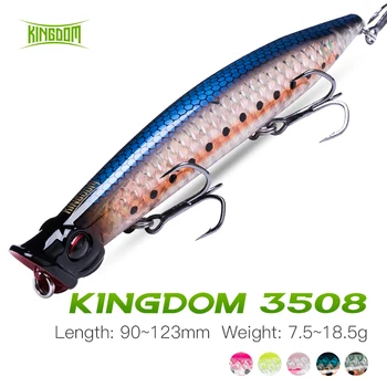 

Kingdom Popper Fishing Lure 90mm 110mm 123mm Topwater Hard Artificial Swimbait For Pesca Carp Trout Floating Fishing Jerkbait