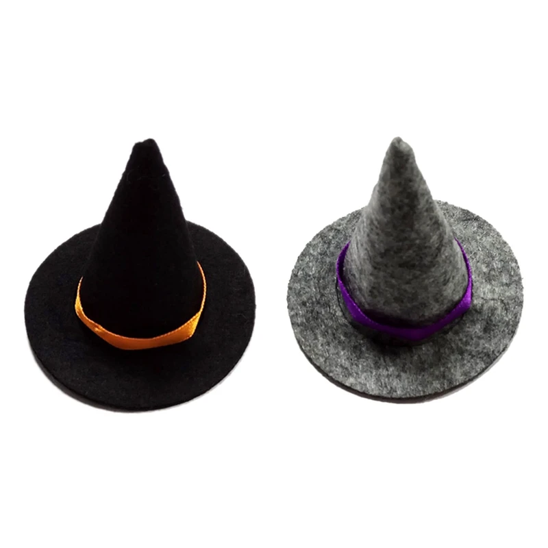 

20Pcs Wine Bottle Cover Mini Halloween Witch Hat Festival Party Decoration Halloween Gift Ornament Black & Gray
