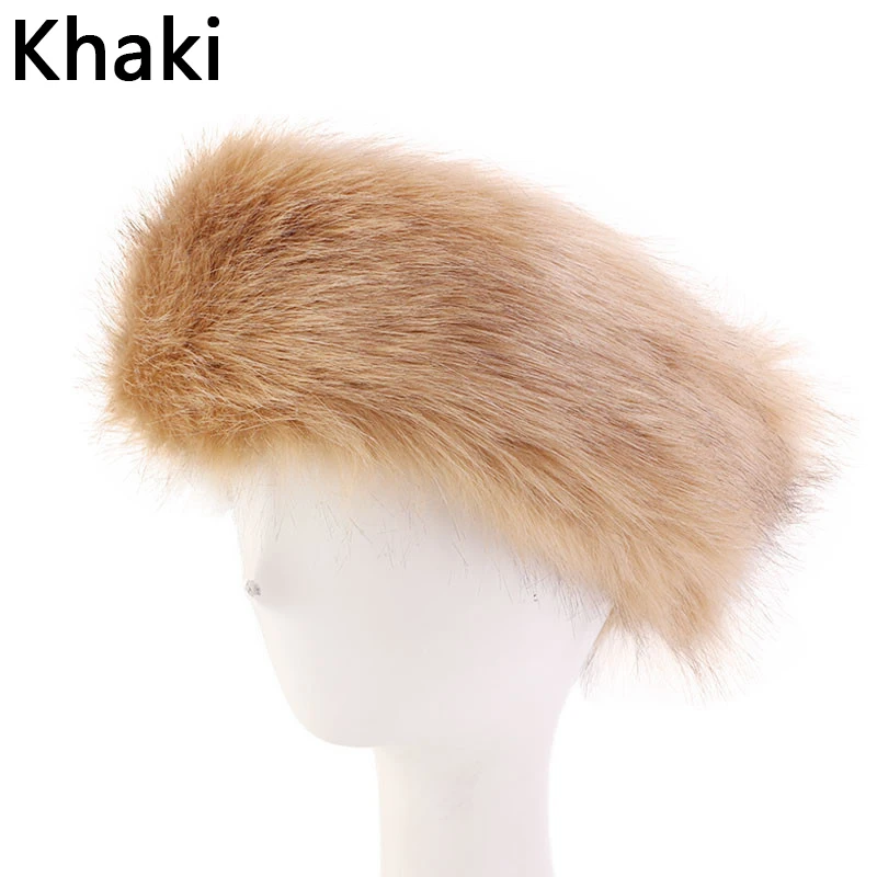 Bandanas Winter Fur Warm Headband Fox Fur Hat Faux Fur Head Warmer Women's Ear Warmer Earmuff Turban Hair Band Hair Accessories mad bomber leather rabbit fur hat