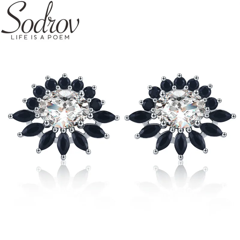 

SODROV Genuine 925 Sterling Silver Stud Earrings for Women Jewelry Eyes Boucle D'oreille Brincos I048