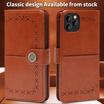 

3D Sunflower Hardware Flip Wallet PU Leather Case For iPhone 11Pro Max XR XS Max X 8 7 6 6SPlus Luxury card slots Embossed cover