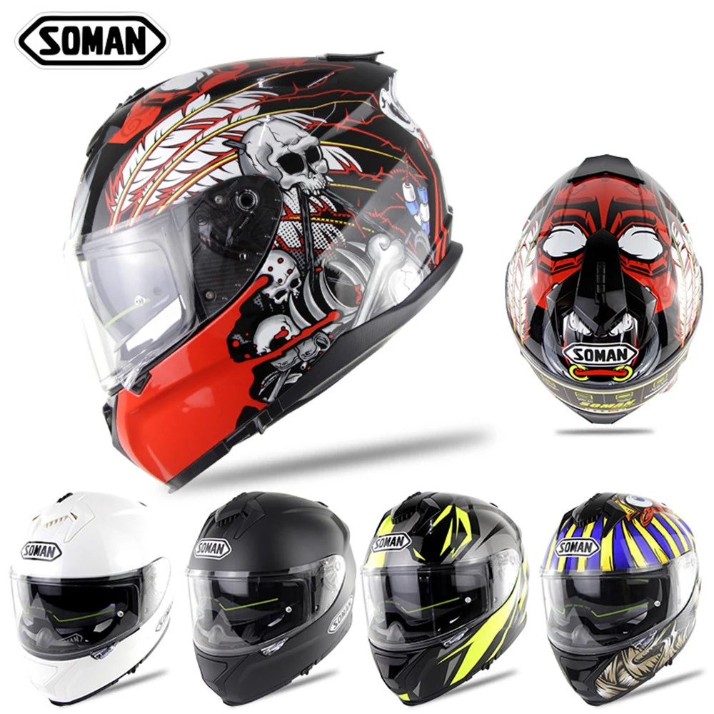Женский Мужской мотоциклетный шлем крутой Полнолицевой двойной козырек
