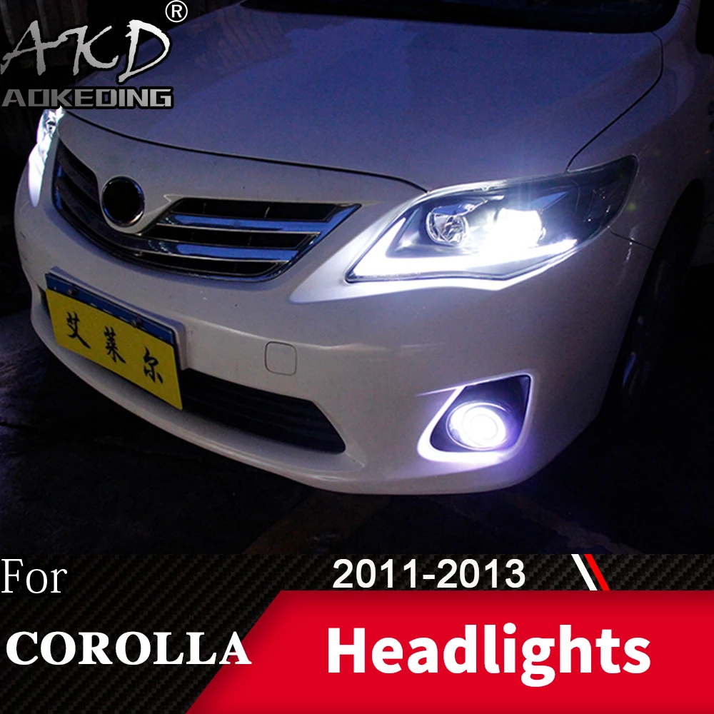 Фара для автомобиля Toyota Corolla 2011-2013 Altis головной светильник s противотуманный светильник s дневной ходовой светильник DRL H7 светодиодный Биксеноновая лампа автомобильные аксессуары