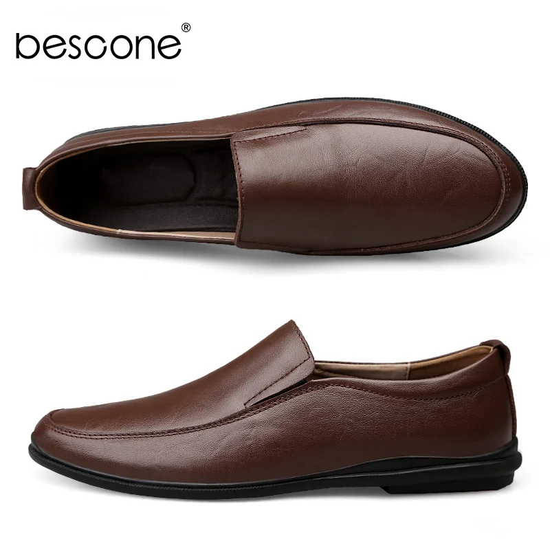 BESCONE/Мужские модельные туфли; деловые Кожаные слипоны; повседневные мужские туфли на плоской подошве; удобные офисные туфли для вождения; 1958