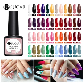 

UR SUGAR 6pcs/lot Color Gel Nail Polish Set Semi Permanent Nail Color UV LED Gel Varnish Glitter Soak Off UV Gel varnish