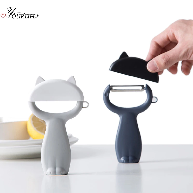 

OYOURLIFE Cartoon Stainless Steel Peeler With Cover Kitchen Vegetable Fruit Paring Knife Cooking Gadget Kitchen Accessories