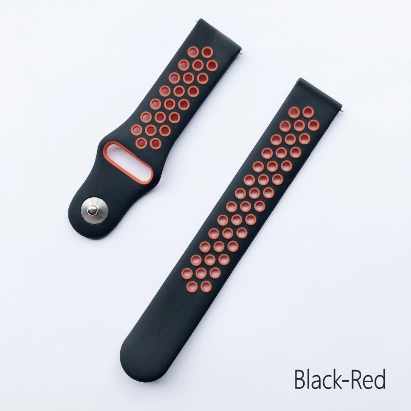Высокое качество 20 мм двойной цвет силиконовый ремешок для Huami Amazfit Bip BIT PACE Lite Молодежный сменный Браслет - Цвет: BlackRed