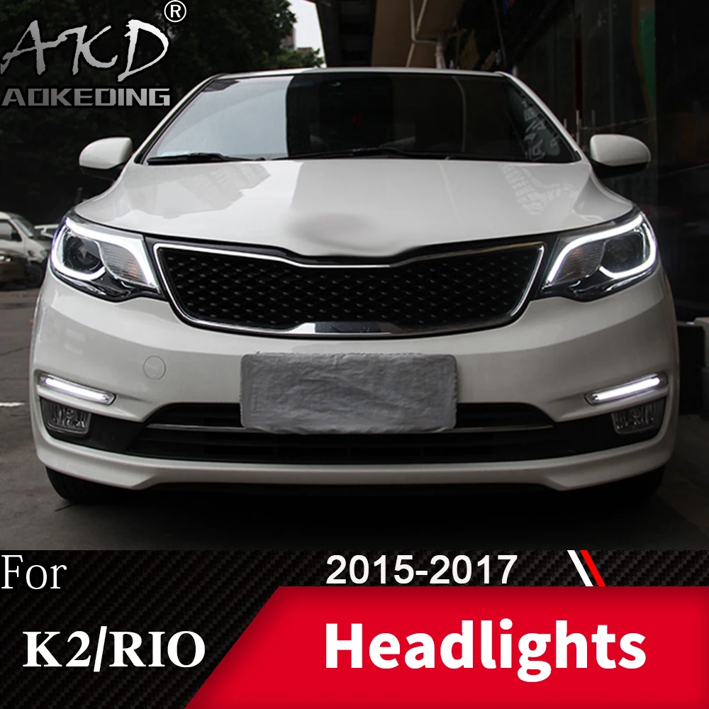 Головной фонарь для автомобиля Kia K2- Rio головной светильник s противотуманный светильник s дневной ходовой светильник DRL H7 светодиодный Биксеноновая лампа автомобильные аксессуары