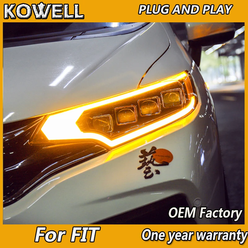 Автомобильный Стайлинг KOWELL для Honda fit фары 2014-2017 Передняя светодиодная фара DRL