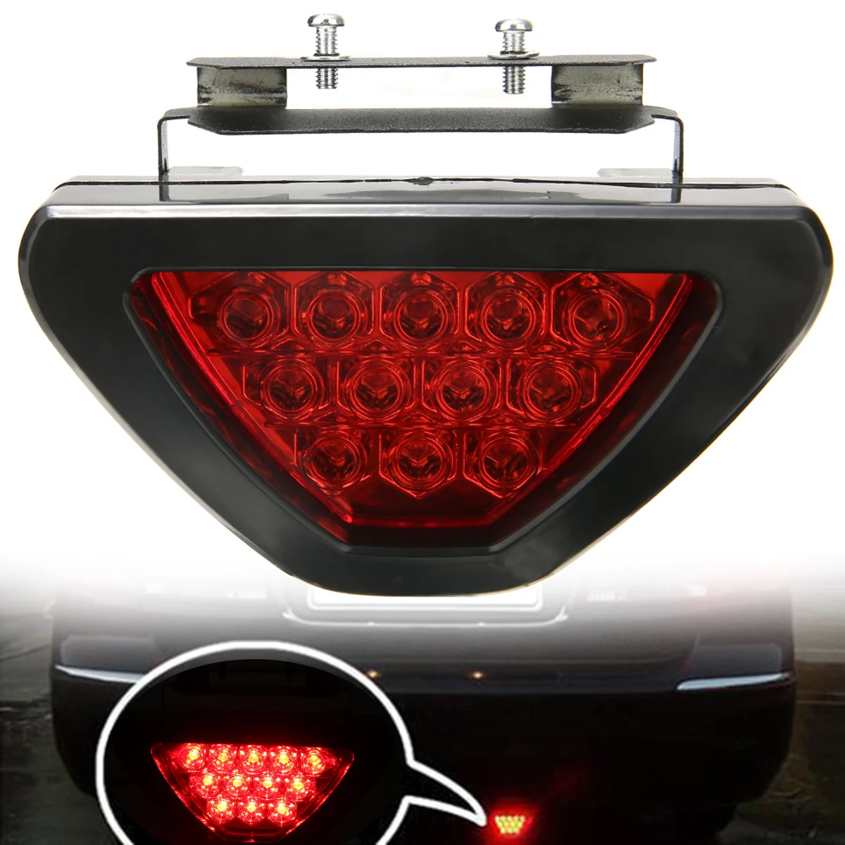 

New Arrival 1pc Brake Lights Universal F1 Style 12 LED Red Rear Tail Third Brake Stop Safety Lamp Light Car LED Signal Lamp