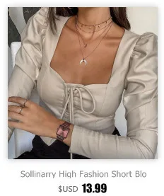 Sollinarry/Повседневные клетчатые Модные женские топы и блузки с высокой талией, тонкие рубашки с оборками, осенне-зимние женские пикантные вечерние топы со шнуровкой