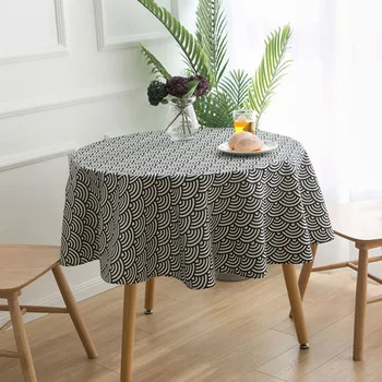 

150cm Nordic Style Cotton Linen Round Tablecloth Dining Table Cover Home Decor Kitchen Dinning Room Fabric Table Cover
