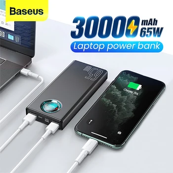 

Baseus 65W Power Bank 30000mAh USB C PD Quick Charge 30000 Powerbank Portable External Battery Charger For iPhone Xiaomi Laptop
