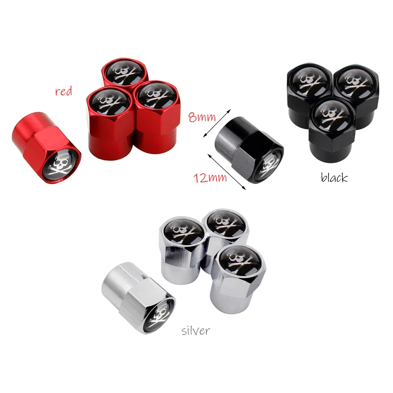 4pcs Car Auto Wheel Tyre Tire Stem Air Valve Caps Dust Covers for Chevrolet Black Red