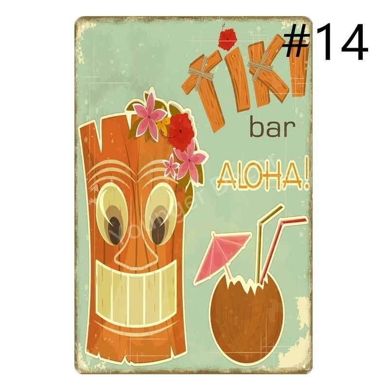 NO 14 Welcome To Hawaii Party Decorations Aloha Tiki Bar Poster Wall Art Painting Plaque Restaurant Pub Home Decor Metal Signs YD033 - Цвет: NO 14