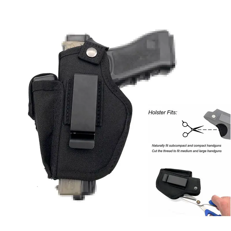 800D Gun Holster Concealed Carry Universal Magazine Pouch Tactical Pistol Case Belt Waist with Metal Clip | Спорт и развлечения