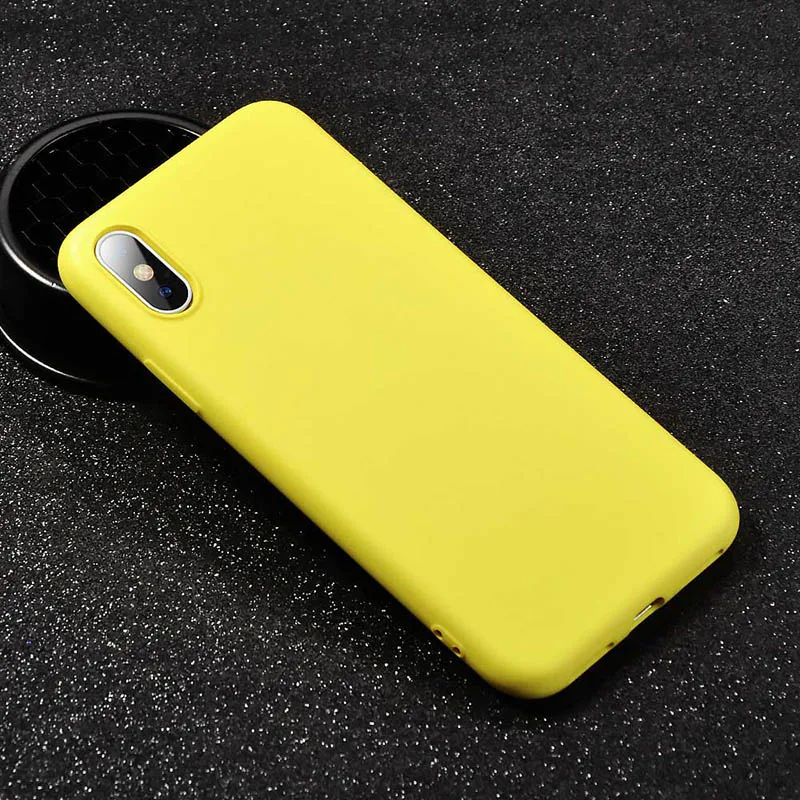 yellow Противоударные резиновые чехлы для телефонов для iPhone 11 Pro Max 7 8 6 6s Plus жидкий силиконовый мягкий чехол из ТПУ для iPhone XS Max XR X Case - Цвет: yellow