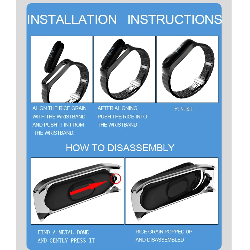Умный браслет на запястье для Xiaomi mi 3 4 mi Band 4 3 металлический браслет из нержавеющей стали ремешок на запястье Z2