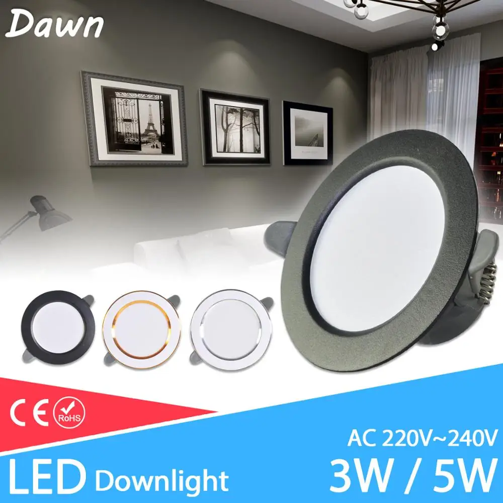Downlight 3W 5W led Downlight 3000k 4500K 6000K AC220V-240V recessed led downlight Kitchen living room Indoor recessed downlight